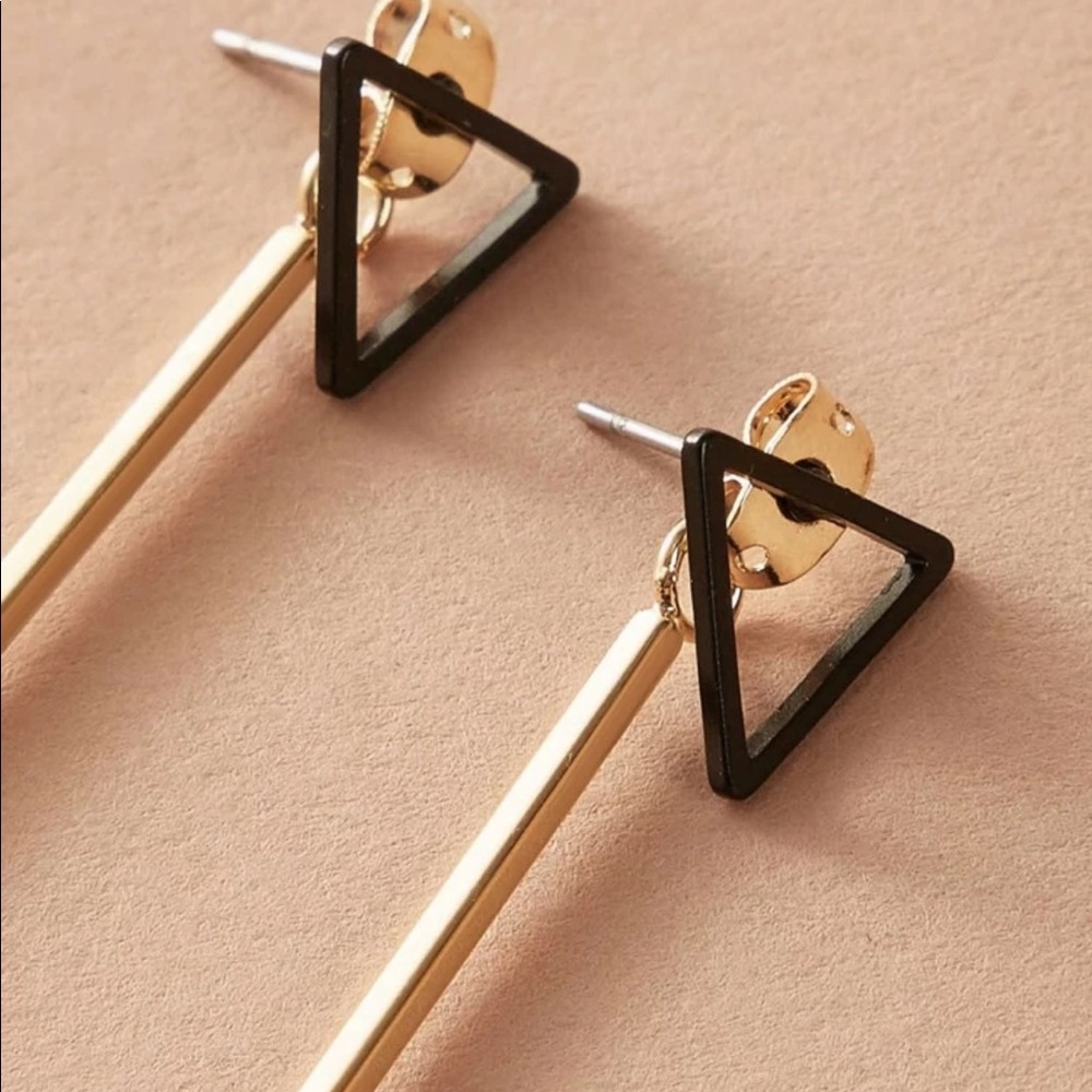 • Brooke • Open Triangle Bar Drop Earrings - Picture 3 of 4